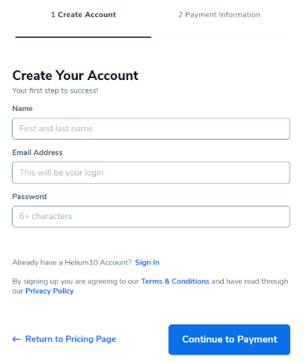Fill In Your Account Details